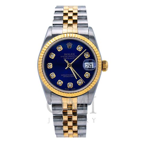 rolex datejust 31mm 2-tone gold white roman markers|rolex datejust blue face roman numerals.